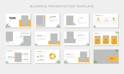Naklejka na ściany i meble Clean and minimal Fresh Food business presentation templates Premium Vector illustration.
