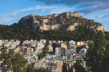 Athens, Attica, beautiful super-wide angle view of Athens, Greece, with Acropolis, Mount...