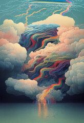Rainbow in abstract clouds