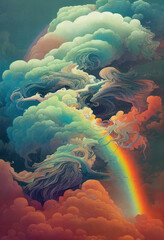 Rainbow in abstract clouds