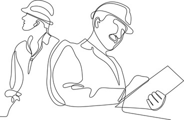 construction manager and engineer working on building site