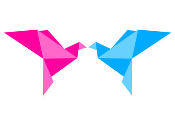 Obraz premium blue and pink clipart bird design icon