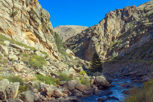 Scenic drive along the Cache La Poudre Wild and Scenic River in Colorado