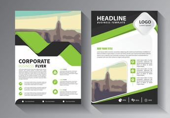 Business abstract vector template. Brochure design, cover modern layout, annual report, poster, flyer in A4 with colorful triangles, geometric shapes for tech, science, market with light background