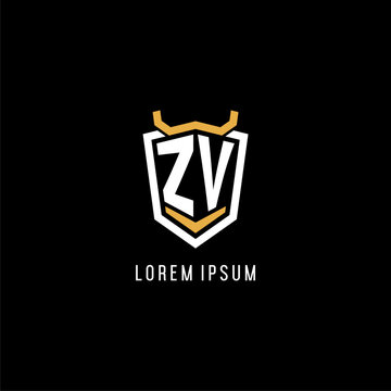 Initial ZV geometric shield esport logo monogram design style