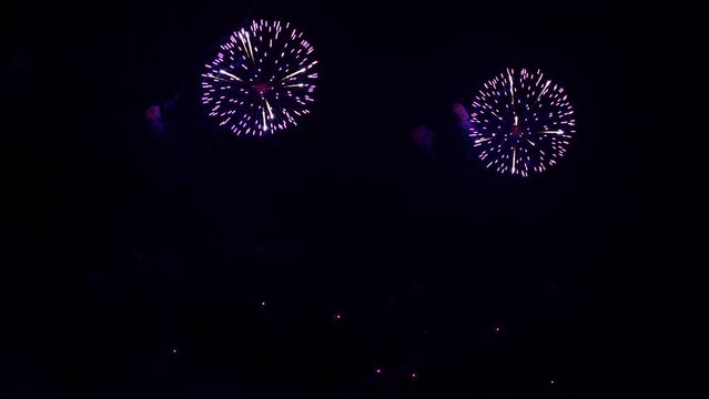 Colorful Fireworks Sparks Exploding in Dark Sky, Festival and Celebration Concept, Full Frame