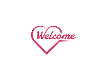 Word Welcome inside heart sign. Vector illustration