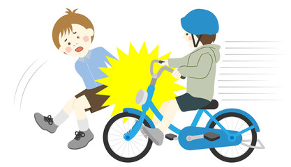 こどもが自転車でこどもとぶつかる事故