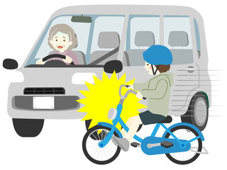 こどもが自転車で車とぶつかる事故
