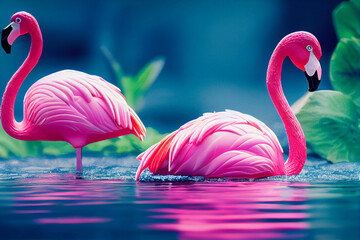 two flamingos in the water