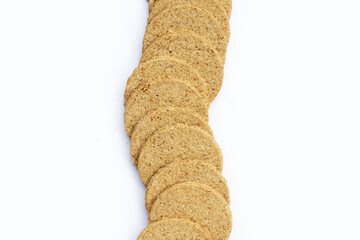 Oatcakes on a white background.
