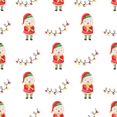 Christmas, New Year Illustration Background. Christmas Sheep Seamless Pattern Background