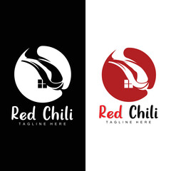 Red Chili Logo, Hot Chili Peppers Vector, Chili Garden House Illustration, Company Product Brand Illustration
