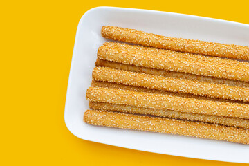 Bread sticks on white background