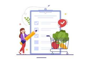 Nutrition Store with Dietary Supplement of Vitamins and Minerals such as Fresh Fruit or Vegetables Template Hand Drawn Cartoon Flat Illustration