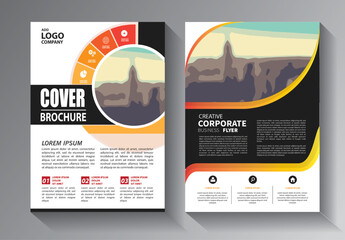 Business abstract vector template. Brochure design, cover modern layout, annual report, poster, flyer in A4 with colorful triangles, geometric shapes for tech, science, market with light background