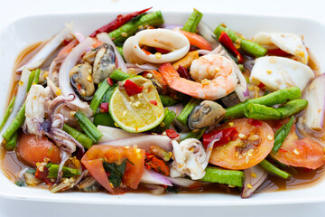 Thai spicy salad with seafood