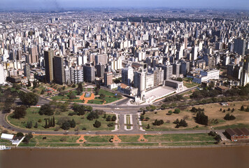 Panoramic view cityscape of the city of Rosario, Argentina. It is the largest city in the province...