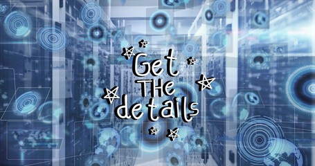 Image of data processing and get the details text over server room