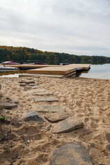 Rock steps leading to a dock