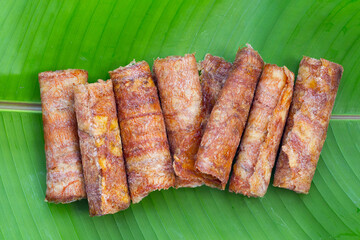 Sun dried banana roll snacks