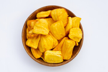 Jackfruit chips on white background