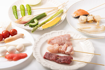 串カツ用の食材の盛り合わせ