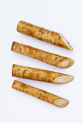 Burdock Root (Gobo) on white background.