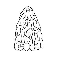 Hand drawn doodle Christmas tree. Vector outline illustration isolated on white. Perfect for greeting cards, holiday designs, print, textile designs.
