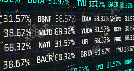 Fototapeta premium Image of stock market over data processing on black background