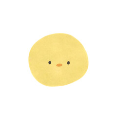 水彩画　かわいいヒヨコの顔アイコン　手描きイラスト素材