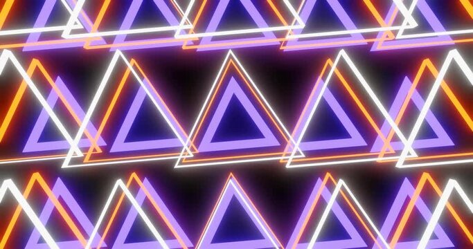 3d render with neon purple, yellow and white triangles