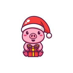 Cute pig celebrating christmas 