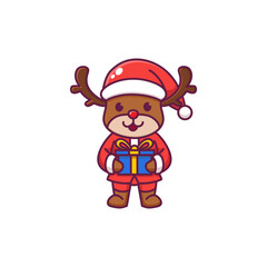 Cute reindeer celebrating christmas