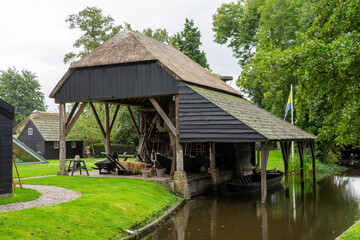 Giethoorn Netherlands Venice of the North old farmer shed with tools in the city museum 