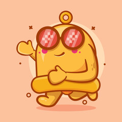 cute yellow bell character mascot running isolated cartoon in flat style design