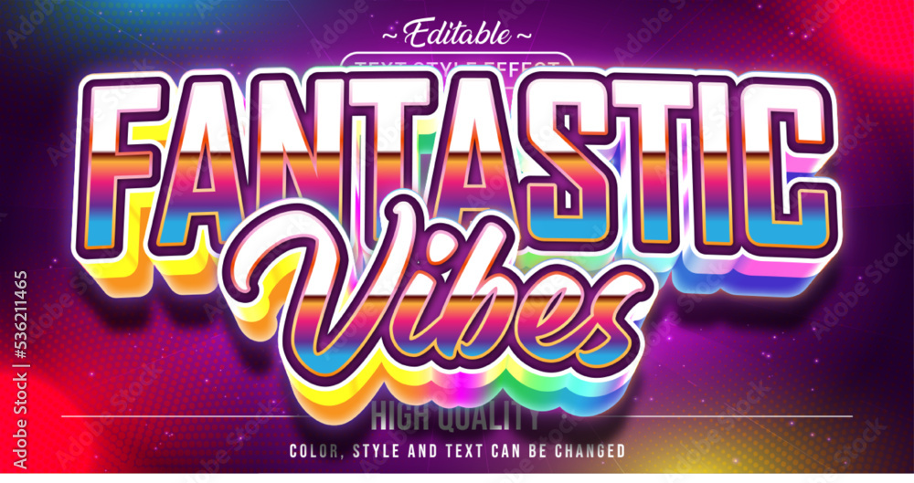 Aufkleber editable text style effect - fantastic vibes text style theme.