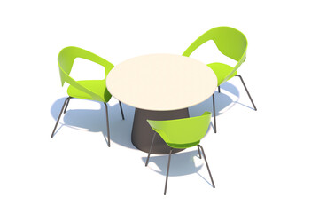 3D round table seating rendering