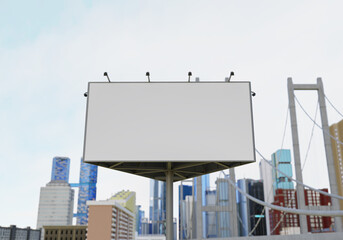 Obraz premium 3D mockup blank billboard in downtown rendering