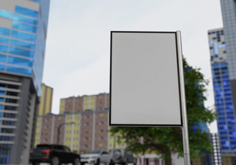 3D mockup blank billboard on street in downtown rendering