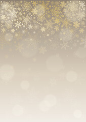 キラキラした金色の雪の結晶をあしらったクリスマス背景イラスト