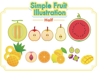 Simple half fruit illustration 
