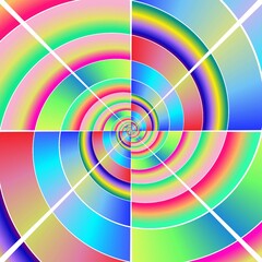 Spiral-shaped design creations with rainbow colors for backgrounds, wallpapers, posters and wall decoration designs for interiors