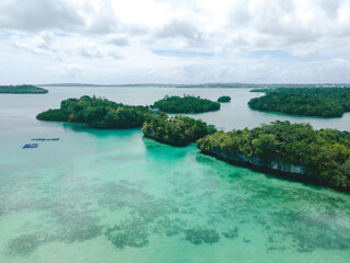 Fototapeta na wymiar Aerial view of many small island in Maluku, Indonesia