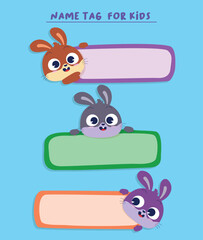 cute rabbit name tag for kids