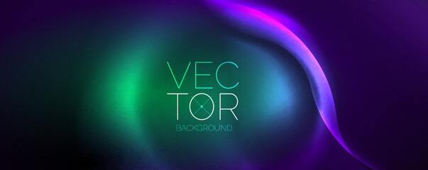 Neon glowing waves, magic energy space light concept, abstract background wallpaper design