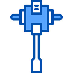 Road drill blue line icon