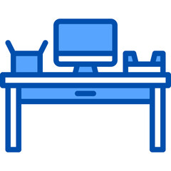 Working table blue line icon