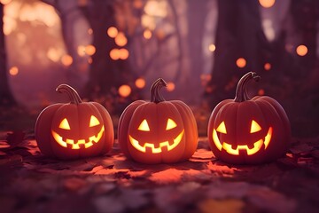 Halloween background with pumpkins