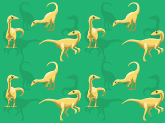 Fototapeta premium Dinosaur Compsognathus Cartoon Character Seamless Wallpaper Background